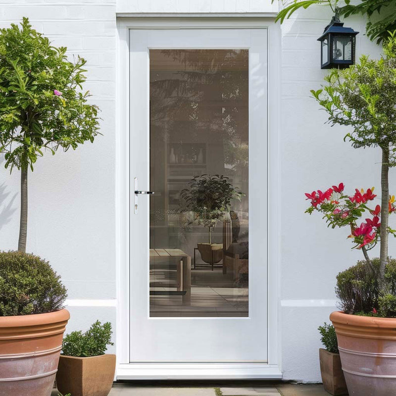 External Shaker 1L Oak Front Door and Frame Set - Clear Double Glazing