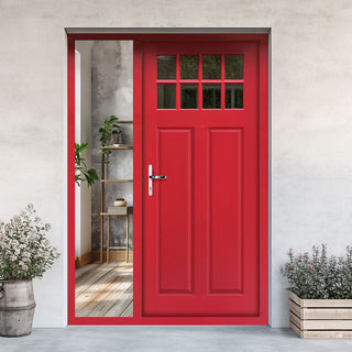 Image: Chigwell External Hardwood Front Door and Frame Set - Clear Double Glazing - One Unglazed Side Screen
