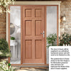 Colonial External Meranti Wooden 6 Panel Front Door and Frame Set - Two Unglazed Side Screens