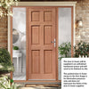 Colonial External Meranti Wooden 6 Panel Front Door and Frame Set - Two Unglazed Side Screens