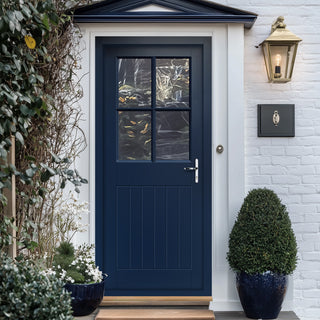 Image: Cottage 4L Exterior Oak Front Door and Frame Set - Clear Double Glazing