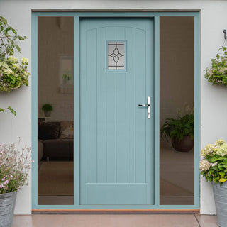 Image: Cottage External Hardwood Front Door and Frame Set - Bevelled Double Glazed - Two Unglazed Side Screens
