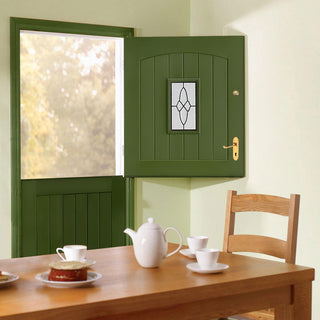 Image: Cottage Stable Oak Back Door - 1L Leaded - Double Glazing