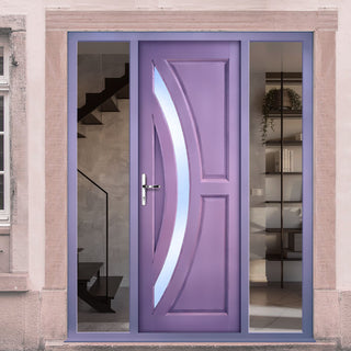 Image: Harrow External Hardwood Front Door and Frame Set - Frosted Double Glazing - Two Unglazed Side Screens