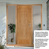Norfolk Flush Exterior Oak Front Door and Frame Set - Two Unglazed Side Screens