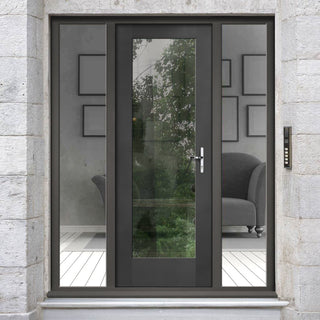 Image: External Shaker 1L Oak Front Door - Clear Double Glazing - Two Unglazed Side Screens