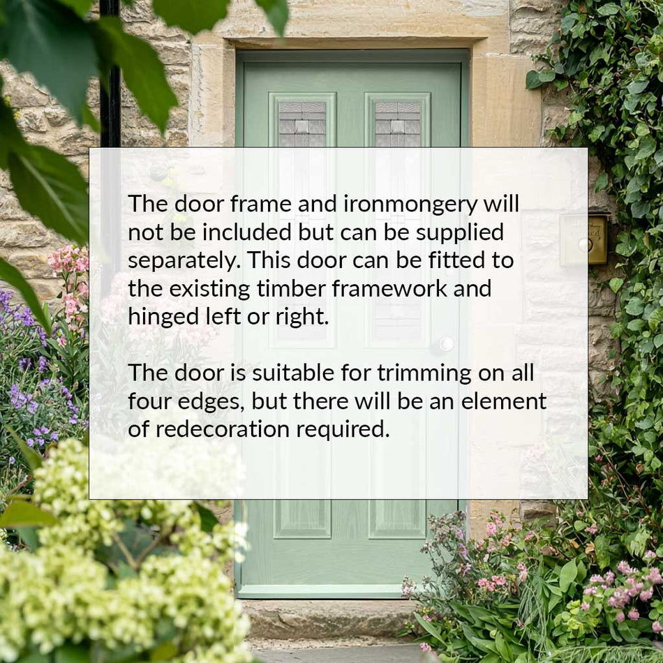 GRP Green & White Malton Composite Front Door - Leaded Double Glazing - No Frame or Fittings