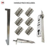 Concord 280mm Back to Back Double Door Pull Handle Pack - 6 Radius Cornered Hinges - Satin Stainless Steel