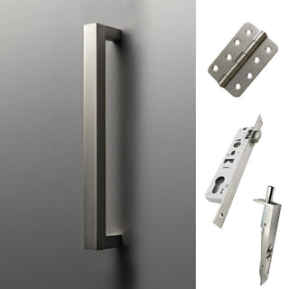 Image: Concord 280mm Back to Back Double Door Pull Handle Pack - 6 Radius Cornered Hinges - Satin Stainless Steel