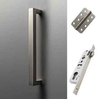 Image: Concord 280mm Back to Back Pull Handle Pack - 3 Radius Cornered Hinges - Satin Stainless Steel