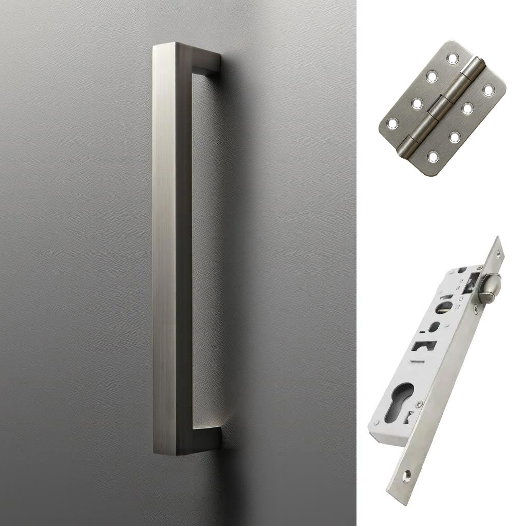 Concord 280mm Back to Back Pull Handle Pack - 4 Radius Cornered Hinges - Satin Stainless Steel