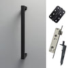 Concord 280mm Back to Back Double Door Pull Handle Pack - 8 Radius Cornered Hinges - Matt Black