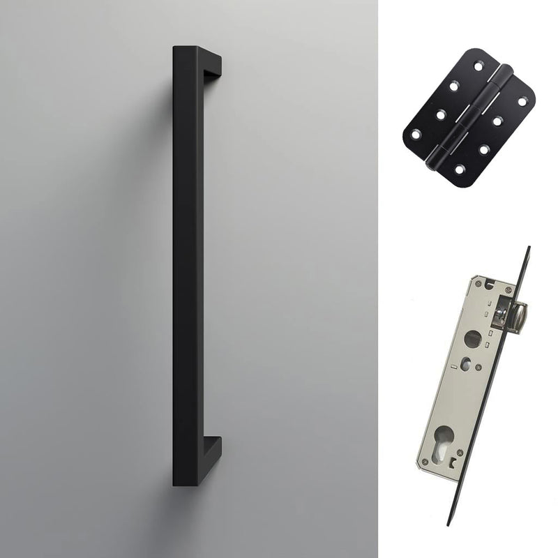 Concord 280mm Back to Back Pull Handle Pack - 3 Radius Cornered Hinges - Matt Black