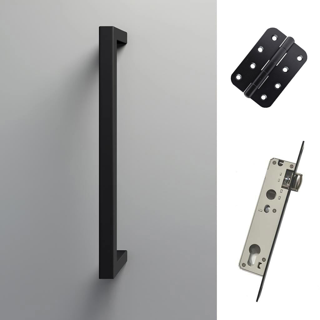 Concord 280mm Back to Back Pull Handle Pack - 4 Radius Cornered Hinges - Matt Black