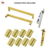 Concord 280mm Back to Back Double Door Pull Handle Pack - 8 Radius Cornered Hinges - Polished Gold Finish