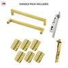 Concord 280mm Back to Back Double Door Pull Handle Pack - 6 Radius Cornered Hinges - Polished Gold Finish