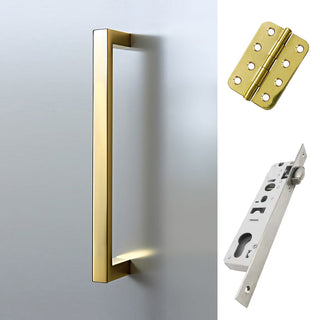 Image: Concord 280mm Back to Back Pull Handle Pack - 3 Radius Cornered Hinges - Polished Gold Finish