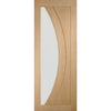 SpaceEasi Top Mounted Black Folding Track & Double Door - Salerno Oak Door - Clear Glass - Unfinished