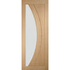 Premium Single Sliding Door & Wall Track - Salerno Oak Door - Clear Glass - Unfinished