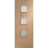 SpaceEasi Top Mounted Black Folding Track & Double Door - Messina Oak Door - Clear Glass - Prefinished