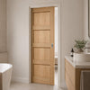 Contemporary Oak 4 Panel Single Evokit Pocket Door - Prefinished