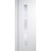 Premium Double Sliding Door & Wall Track - Sierra Blanco Door - Frosted Glass - White Painted