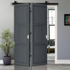 SpaceEasi Top Mounted Black Folding Track & Double Door - Industrial Cosmo Graphite Grey Internal Door - Laminated - Prefinished