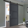 Top Mounted Black Sliding Track & Door - Industrial Cosmo Graphite Grey Internal Door - Laminated - Prefinished