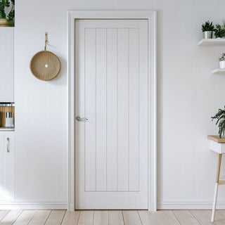 Image: Textured Mexicano White Primed Panel Internal Door