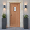 Cottage Hardwood External Front Door and Frame Set with Fittings - Part Obscure Double Glazing
