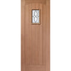 Cottage Hardwood External Front Door and Frame Set with Fittings - Part Obscure Double Glazing