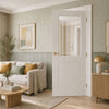 Cottage Smooth Moulded Internal Door  - Clear Glass with Frosted Lines - White Primed