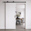 Top Mounted Black Sliding Track & Door - Value Cottage Style Internal Door - White Primed