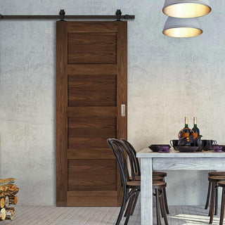 Image: Top Mounted Black Sliding Track & Door - Coventry Prefinished Walnut Shaker Style Door