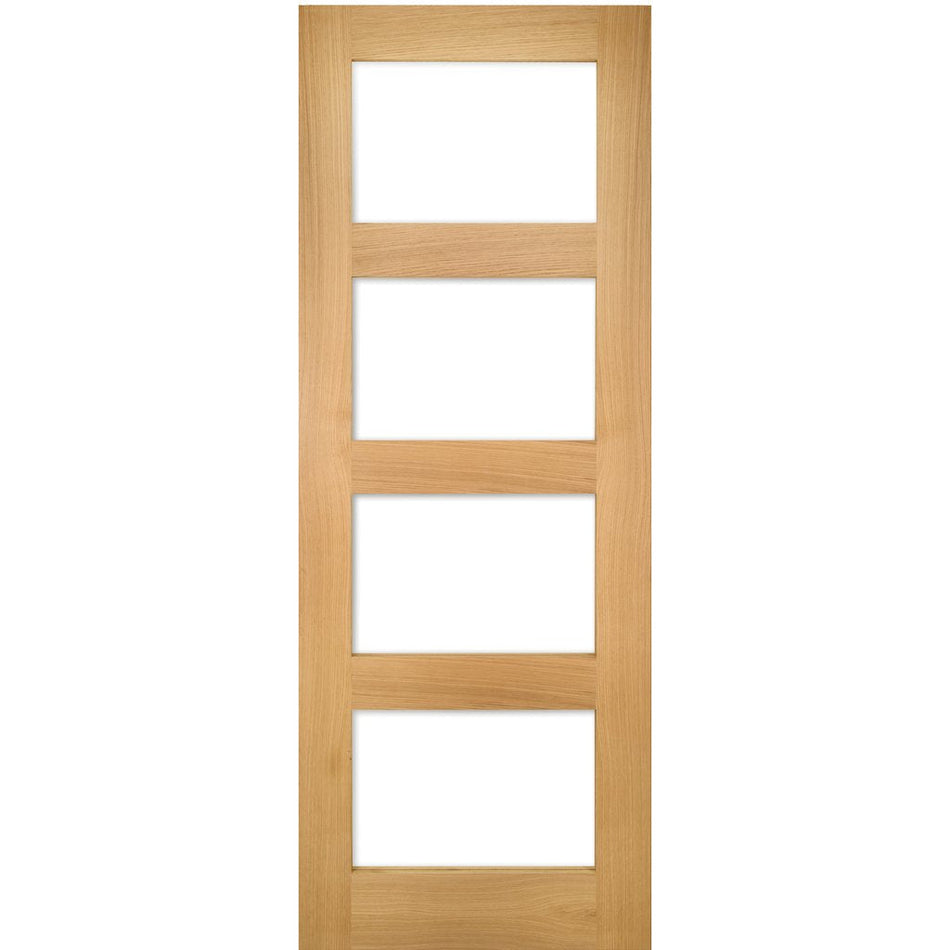 Oak Room Divider - Coventry Shaker Glazed Unfinished Door with Full Glass Side - 2018mm High - Multiple Widths