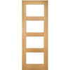 Double Sliding Door & Black Barn Track - Coventry Oak 4 Pane Door - Clear Glass - Prefinished