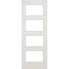 Premium Single Sliding Door & Wall Track - Coventry White Primed Shaker Door - Clear Glass