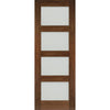 Top Mounted Stainless Steel Sliding Track & Coventry Prefinished Walnut Shaker Style Door - Frosted Glass