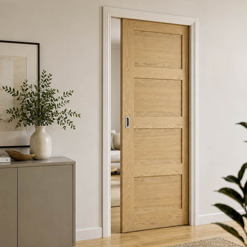 Coventry Shaker Style Oak Single Evokit Pocket Door - Unfinished