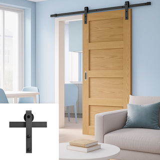 Image: Single Sliding Door & Black Barn Track - Coventry Oak Prefinished Shaker Style Door
