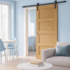 Single Sliding Door & Black Barn Track - Coventry Oak Prefinished Shaker Style Door