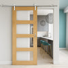 Saturn Tubular Stainless Steel Sliding Track & Coventry Shaker Oak Door - Clear Glass - Prefinished
