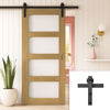Single Sliding Door & Black Barn Track - Coventry Oak Unfinished Shaker Style Door - Frosted Glass