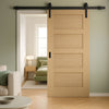 Single Sliding Door & Black Barn Track - Coventry Oak Unfinished Shaker Style Door