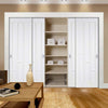 Minimalist Wardrobe Door & Frame Kit - Four Coventry Panel Doors - White Primed
