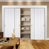 Minimalist Wardrobe Door & Frame Kit - Four Coventry Panel Doors - White Primed