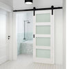 Single Sliding Door & Black Barn Track - Coventry White Primed Shaker Door - Frosted Glass