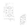 One Pair of Cratus Exterior Matt Black Radius Cornered Ball Bearing Hinges - 102x76x3mm