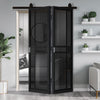 SpaceEasi Top Mounted Black Folding Track & Double Door - Dalston Black Door - Prefinished - Tinted Glass - Urban Collection