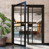 Dalston Black Internal Door Pair - Prefinished - Clear Glass - Urban Collection